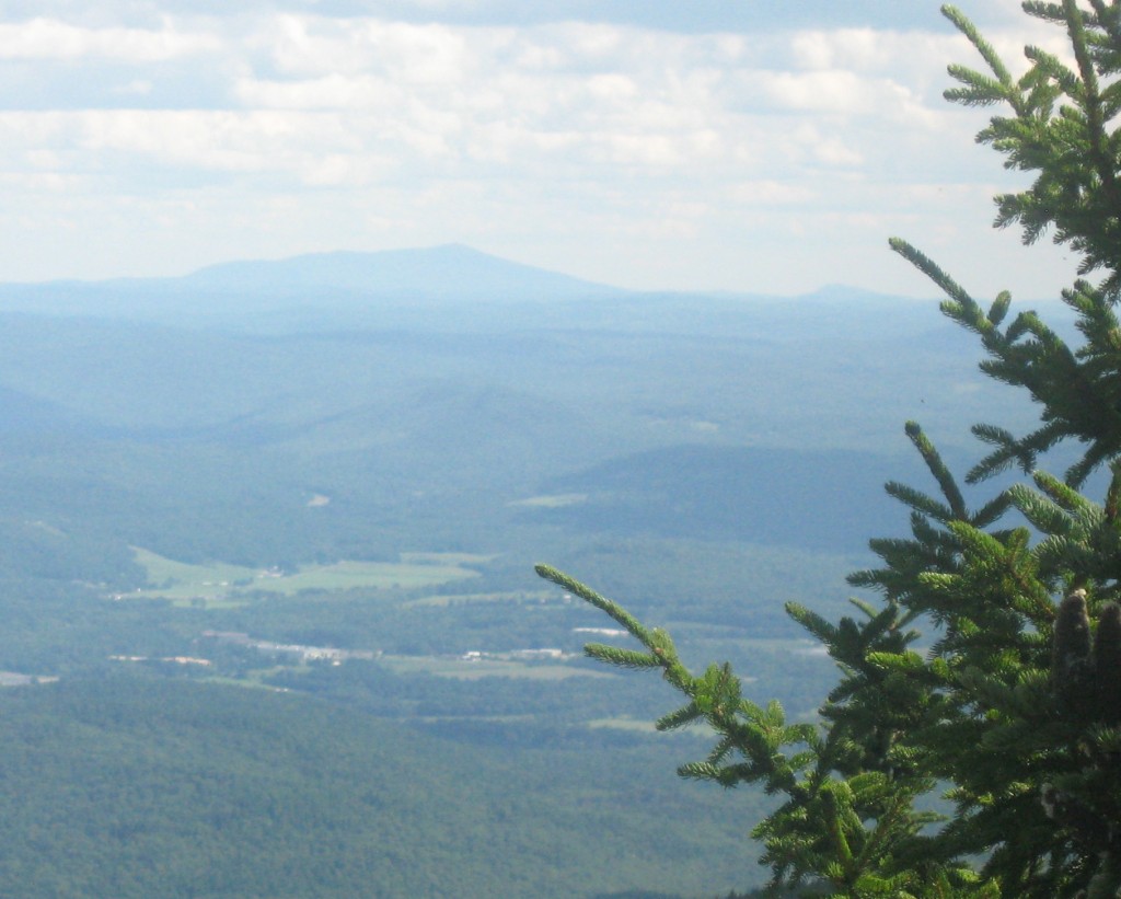 About 45 miles to the southeast, Mount Monadnock viewed from near the summit of Vermont's Mount Ascutney. Photo by Patrick Hummel