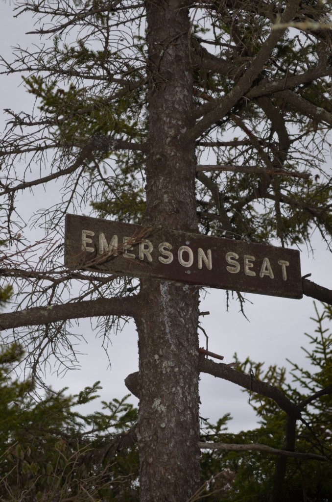 The sign for Emerson's Seat. 04.18.13. Photo by Patrick Hummel.