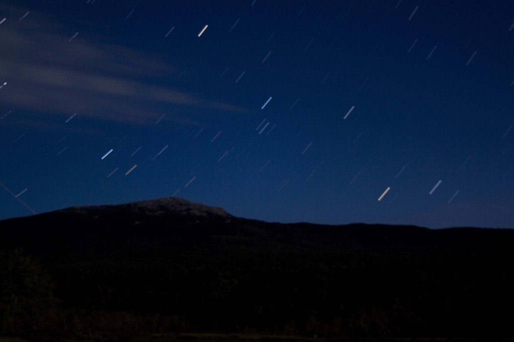 Star trails over mount monadnock