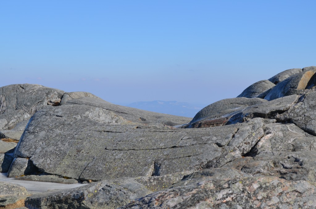 A view from Monadnock's Summit with Crotched Mountain faintly seen in the distance. February 2013. Photo by Patrick Hummel