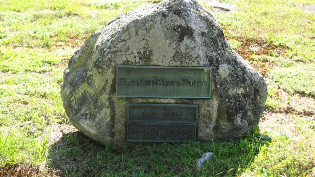 Elizabeth Weston Timlow is buried with her two sisters in the town cemetery in Fitzwilliam, NH. Photo by Patrick Hummel