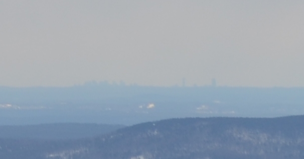 Barely in view on the horizon is the skyline of Boston, nearly 60 miles to the southeast of Monadnock. Photo by Patrick Hummel.