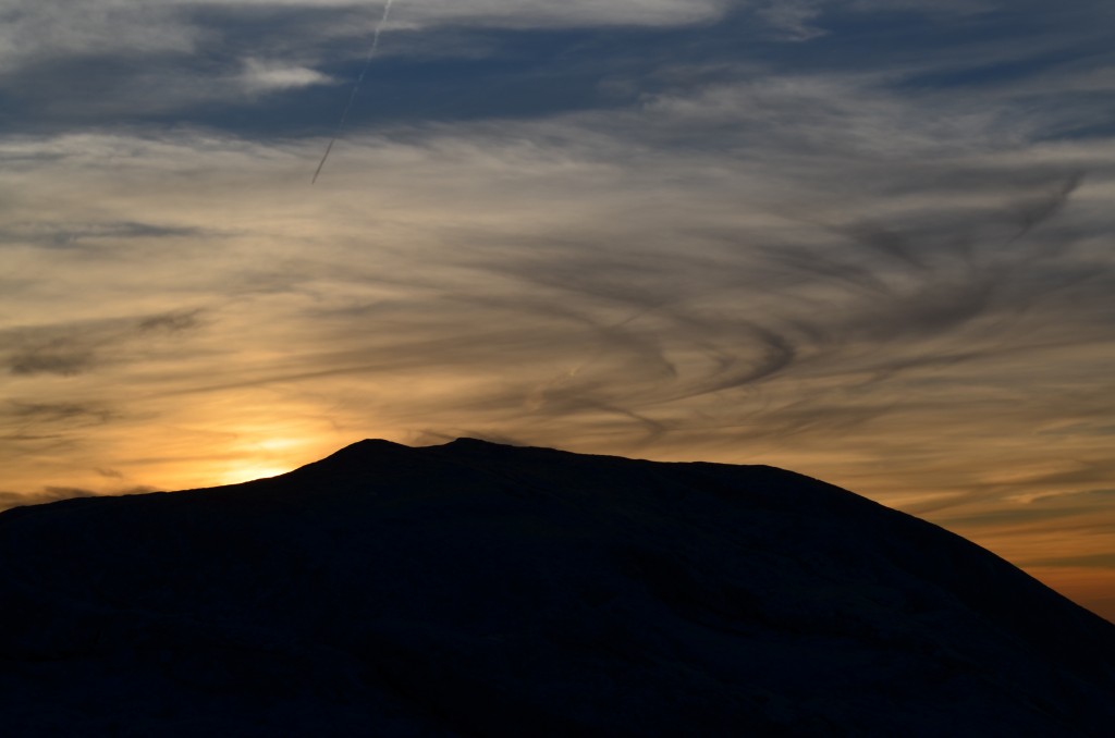 The silhouette of our "high bred" mountain peak during sunset, 04.04.13. Photo by Patrick Hummel