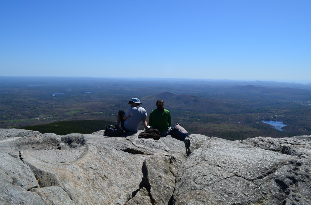 Two Monadnock hikers taking in the view from the summit. 05.06.13. Photo by Patrick Hummel.