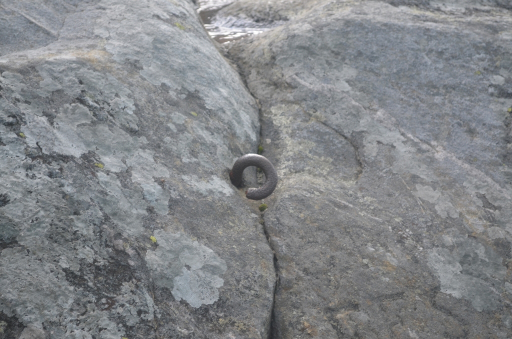 One of the rings set in the summit to help keep the "Pill Box" tied down in strong winds. Photo by Patrick Hummel.