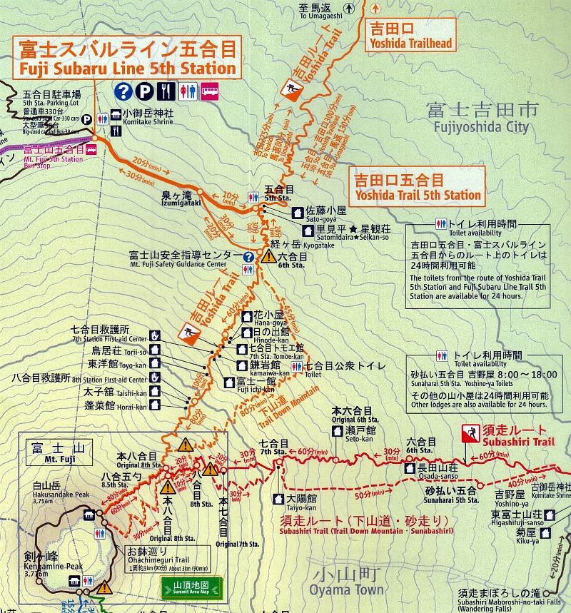 A Mount Fuji Trail Map.