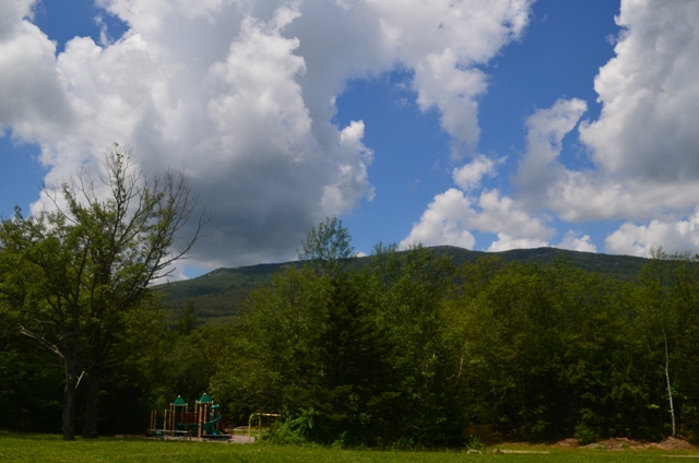 Mount Monadnock looms over the upper field of the Gilson Pond Campground at Monadnock State Park. 07.05.13. Photo by Patrick Hummel.