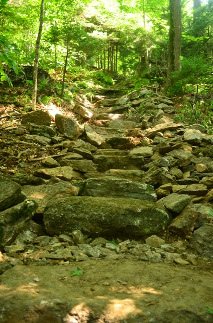 A new stone staircase was installed on the Fairy Spring Trail as part of Monadnock Trails Week. 07.18.13. Photo by Patrick Hummel.