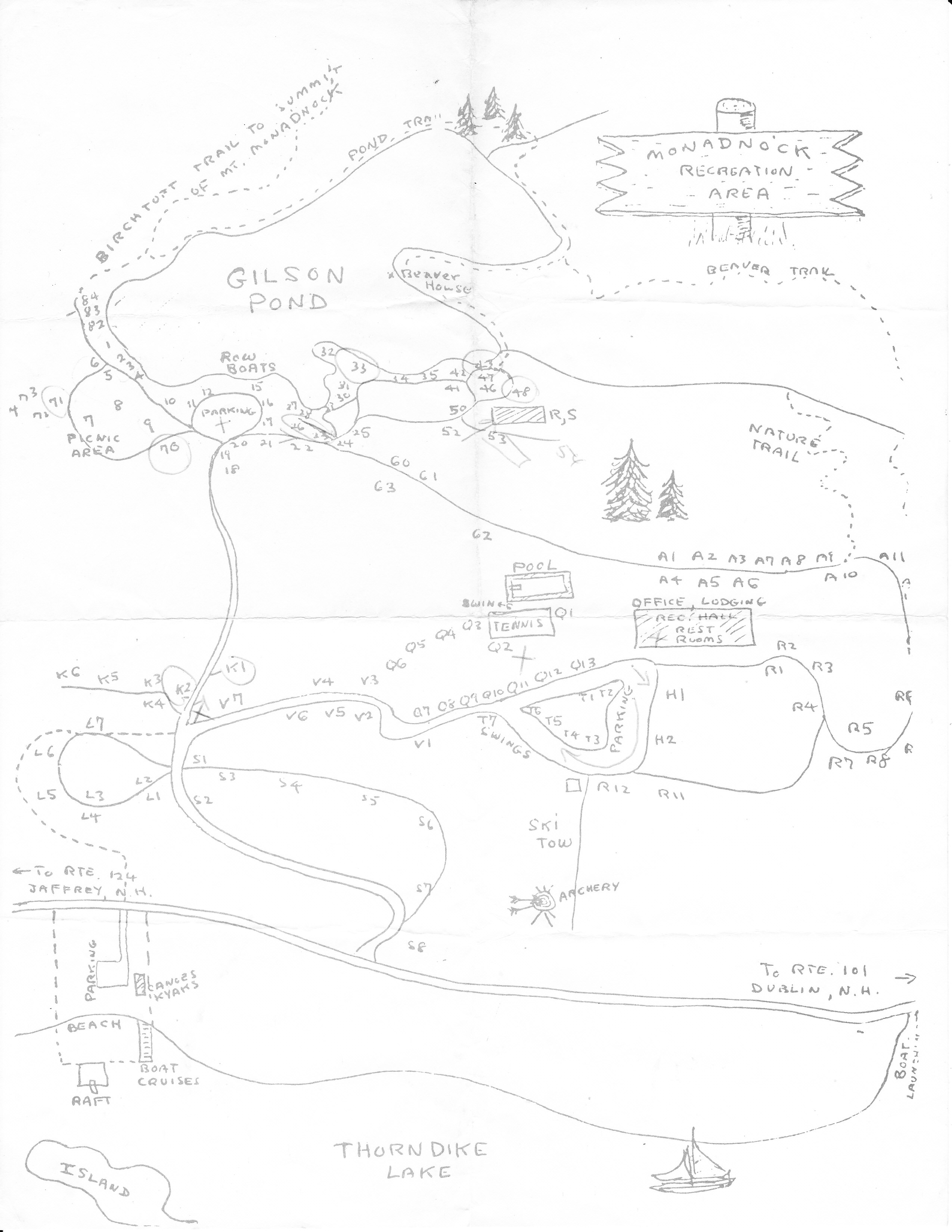 Another map of the Monadnock Recreation Area. Courtesy of the Monadnock State Park Archives.