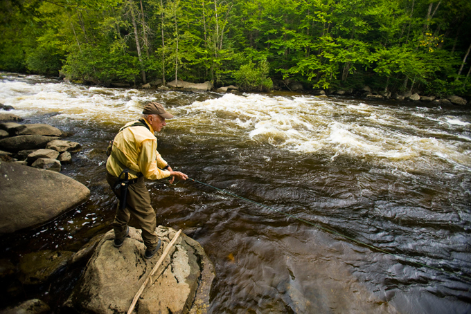 Fly-fishing on the Connecticut River in Lake Francis State Park in Pittsburg, New Hampshire.