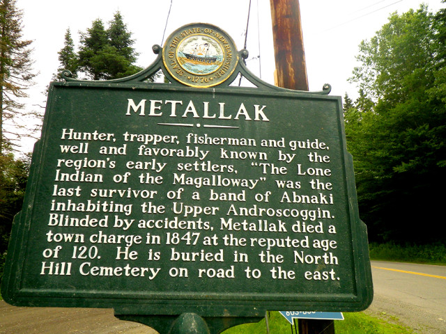 Metallak memorial sign on Route 145