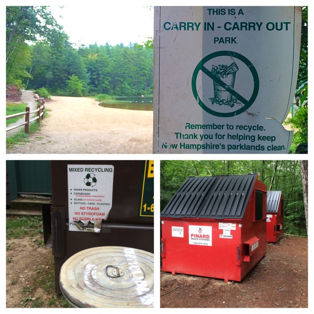 Recycling and trash are easily accessible to campers during their stay.