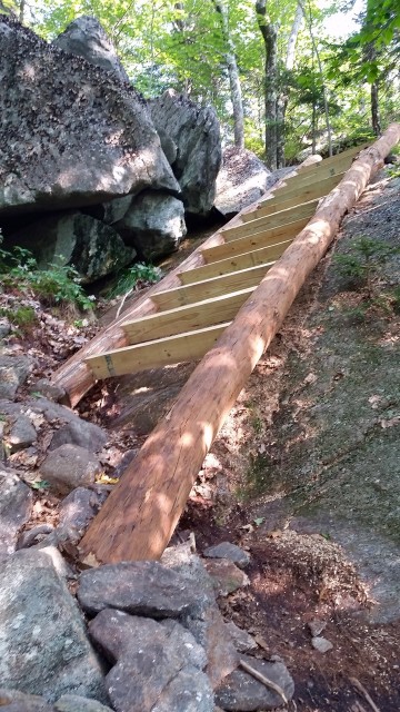 The Cliff Walk trail can get steep in some parts. This ladder helps you scale a precipitous boulder. 