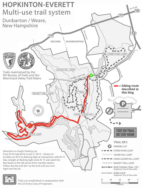 Hiking route highlighted in this blog (see pdf link above for full color, printable map)