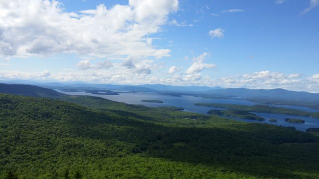 View from the summit of Mt. Major looking north to the White Mountains