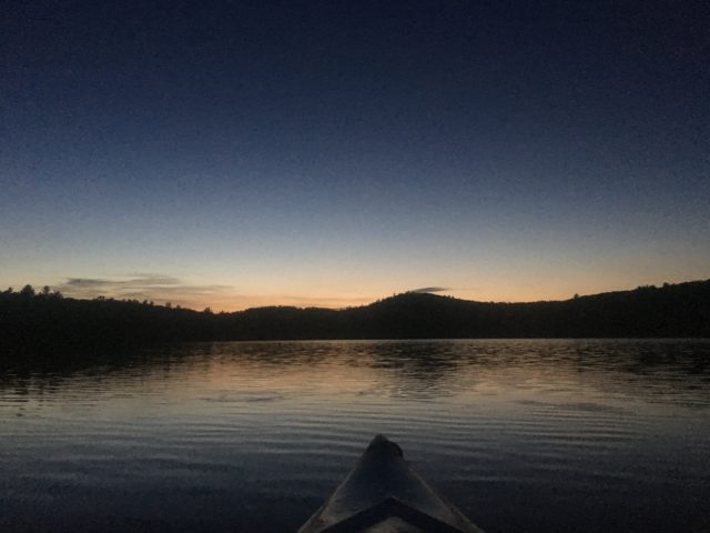 Otter Lake from a kayak at sunset.