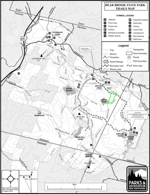 Here is the link to the trail map pdf for printing or download: http://www.nhstateparks.org/uploads/pdf/Bear-Brook_Trail-Map.pdf
