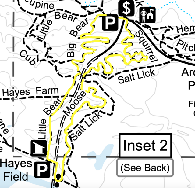 Map showing the route for Squirrel - Moose - Little Bear - Big Bear. 